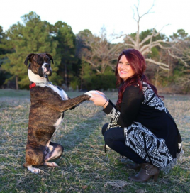 team member with a dog
